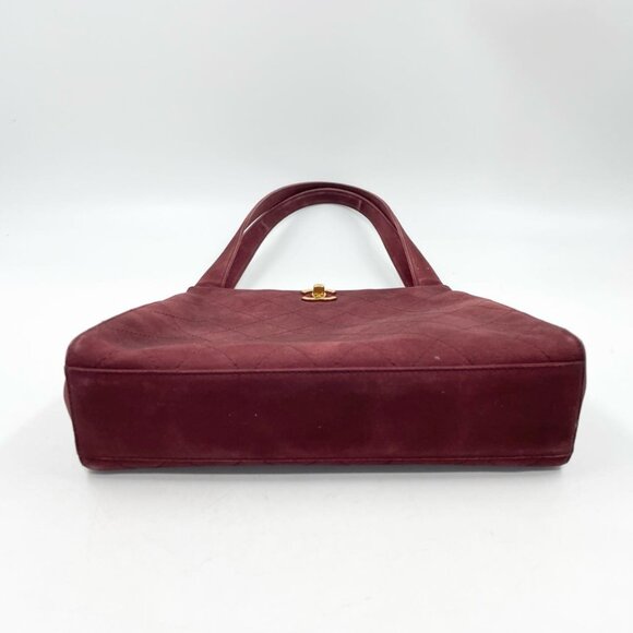 Authentic Vintage Chanel Burgundy Suede Shoulder Bag Quilted CC Logo Rare - Picture 5 of 5